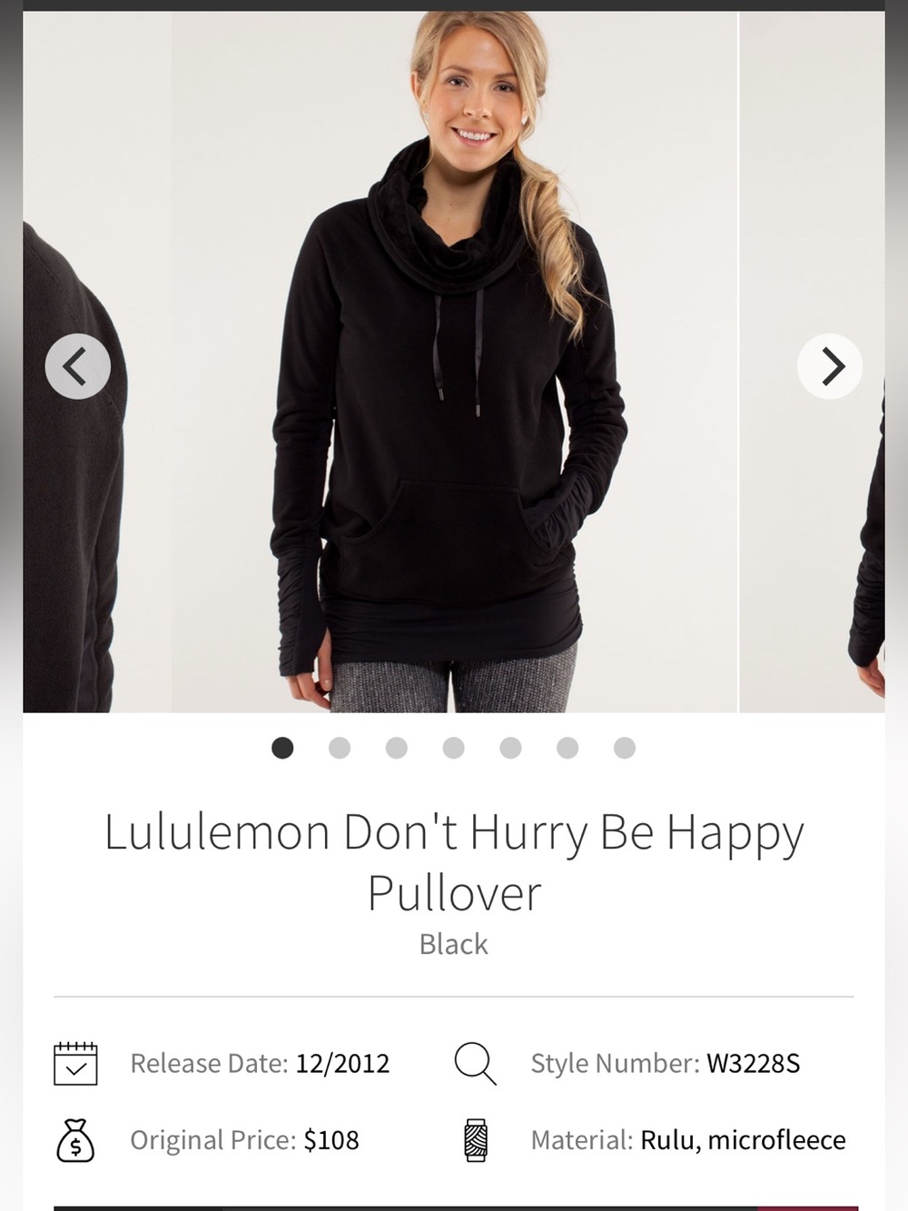 lululemon athletica Black Cowl Pullover
